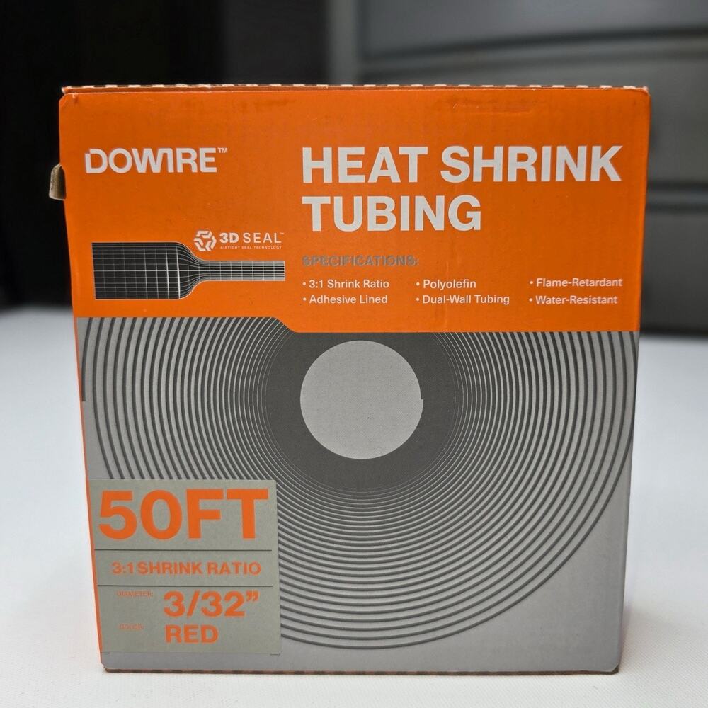 50ft 1/8-inch 31 Ratio Marine Grade Adhesive Lined Heat Shrink Tubing Black